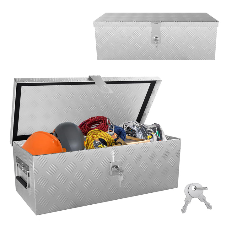 ACXIN Aufbewahrungsbox Alubox 600x260x200 mm, Aluminium Werkzeugkiste mit Schloss und 2 Schlüsseln,