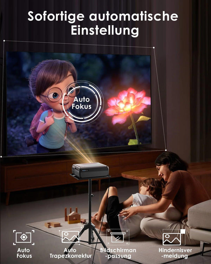 4K Beamer Tragbar Smart APP Zertifiziert Android OS Projektors mit Voice Assistant WiFi 6 Bluetooth5