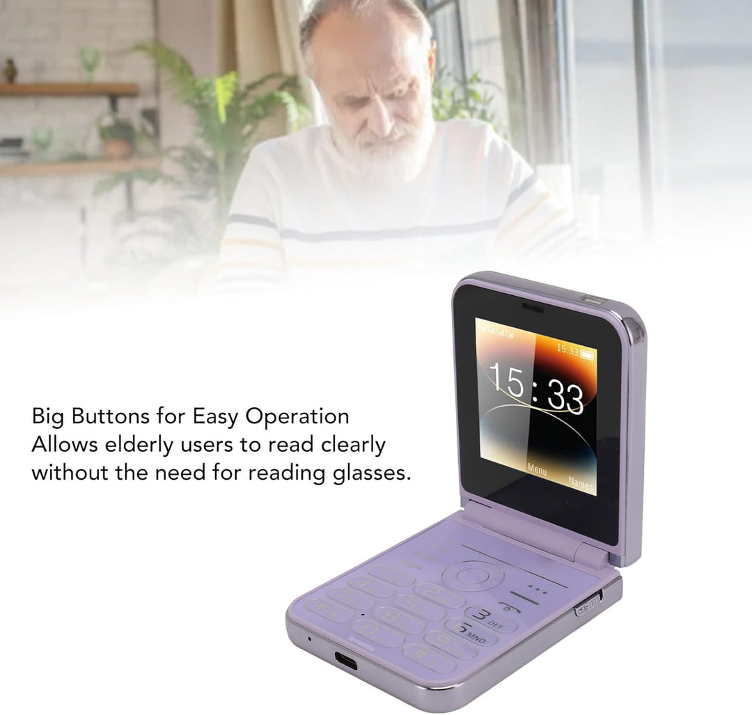 Annadue Klapphandy mit Grossen Tasten für Senioren, Dual-Screen-Display, Grosse Ziffern, Kurzwahl, L