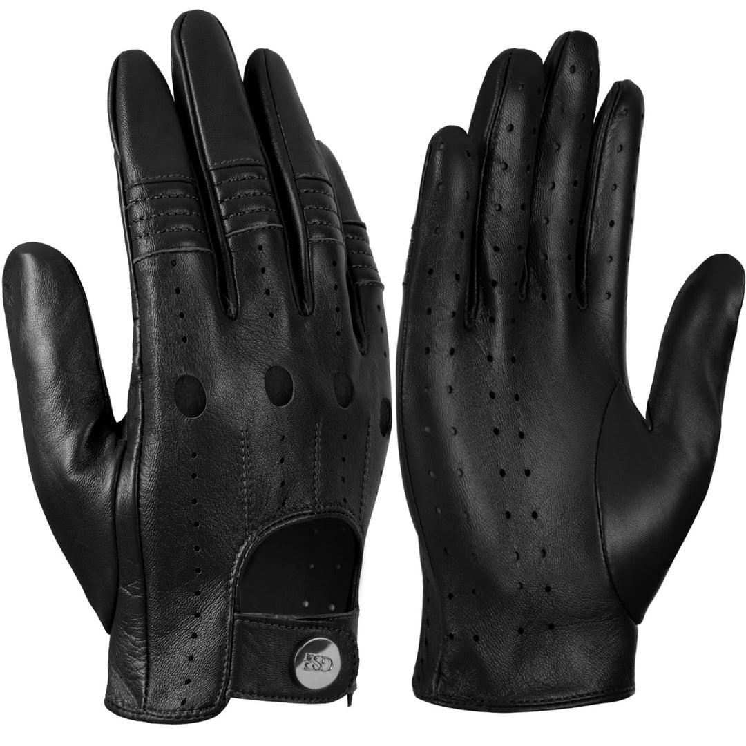 GSG Herren Fahrhandschuhe aus echtem Leder Ungefütterte Touchscreen-Handschuhe aus Schaffell Lederha