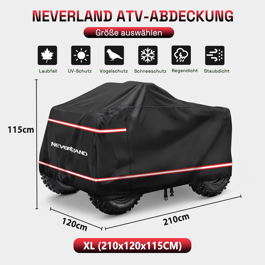 NEVERLAND XL Quad ATV Abdeckplane - Quad ATV Fahrzeug Abdeckung Schutz Cover Abdeckung Phosphoreszie