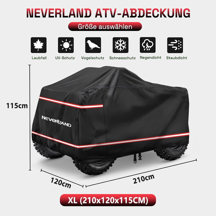 NEVERLAND XL Quad ATV Abdeckplane - Quad ATV Fahrzeug Abdeckung Schutz Cover Abdeckung Phosphoreszie