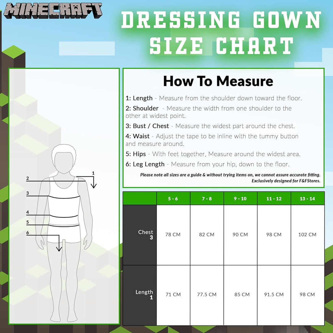 Minecraft-Dressingkleid Pixelated Creeper Gamer Geschenk Jungen Bademantel 11-12 Jahre Grün, 11-12 J