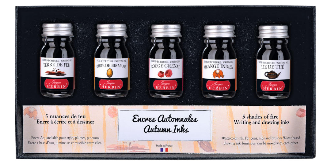 J.Herbin 18503T Tintenset mit 5 Tintenflakons (10ml, ideal für Zeichnen und Kalligraphie, Herbst) 1