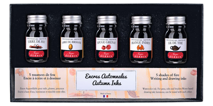 J.Herbin 18503T Tintenset mit 5 Tintenflakons (10ml, ideal für Zeichnen und Kalligraphie, Herbst) 1