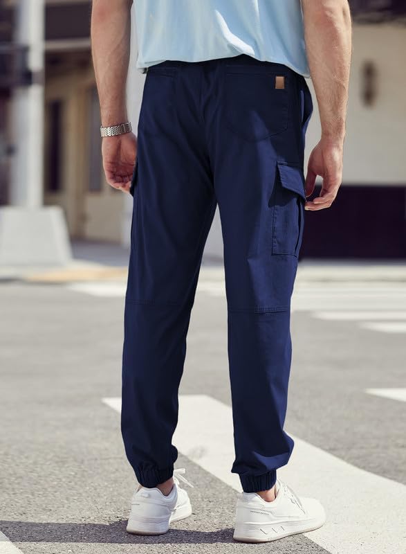 Cargohose Herren Chino Hose mit 6 Taschen Cargo Hose Stretch Jogginghose für Männer mit Bundgummi El