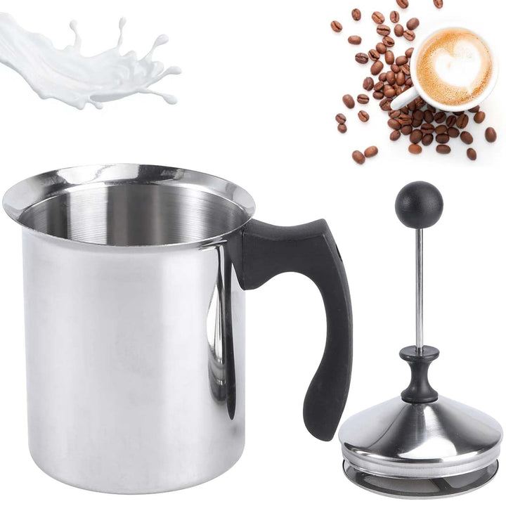 Milchaufschäumer Manuell, 800ml Edelstahl Handmilchaufschäumer, Manueller Schäumer mit Kaffee-Ziehdo