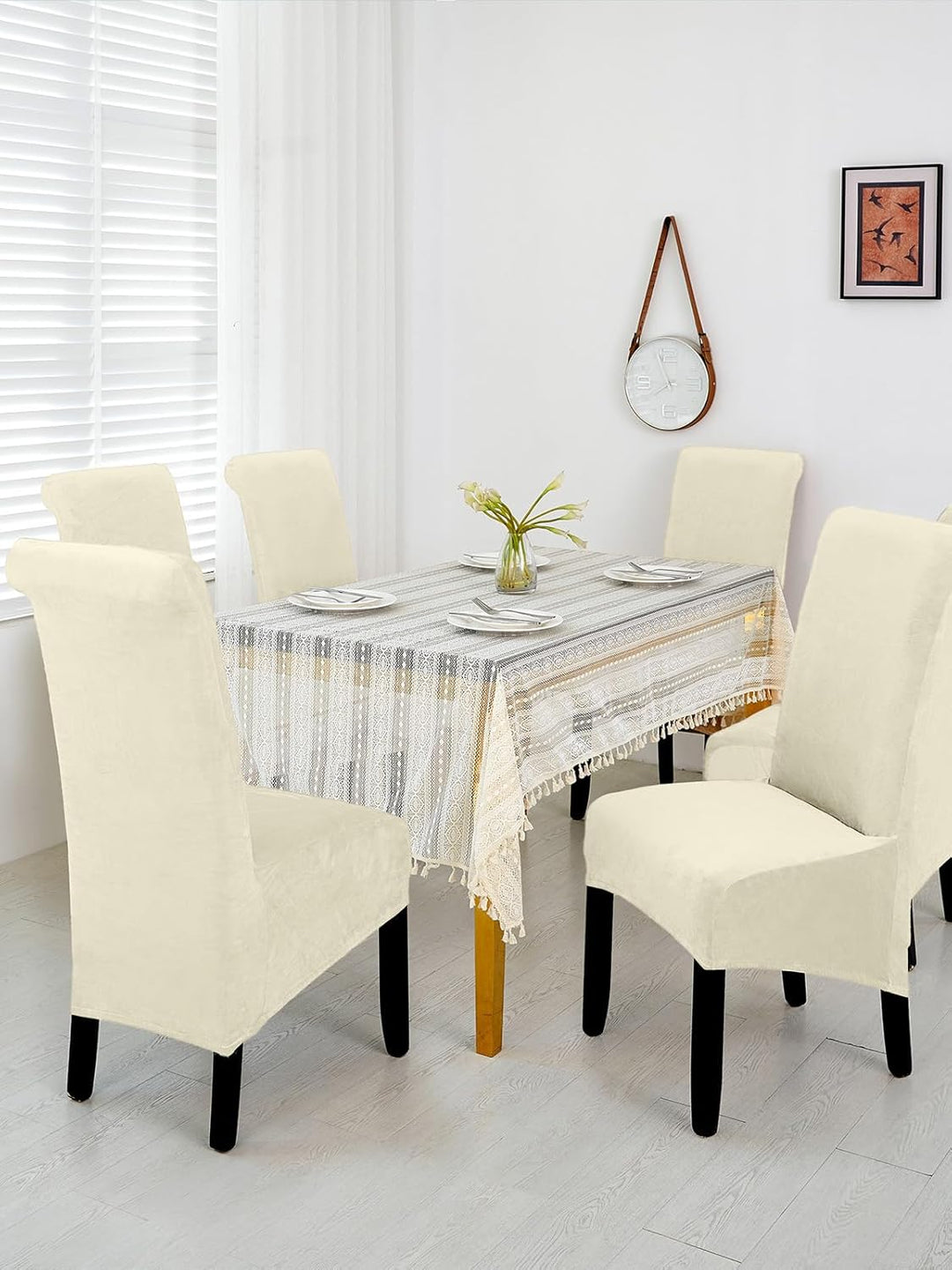 LANSHENG Stuhlhussen, Stuhlhussen 2er Set, Stuhlhussen Hochlehner, Elastizität Samt Esszimmer Stuhlh