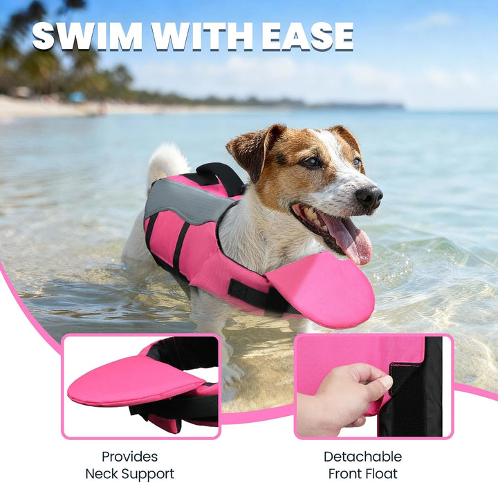 VIVAGLORY Front Float Schwimmweste Hund, Hundeschwimmweste für Bootfahren, Schwimmweste with Kopfstü
