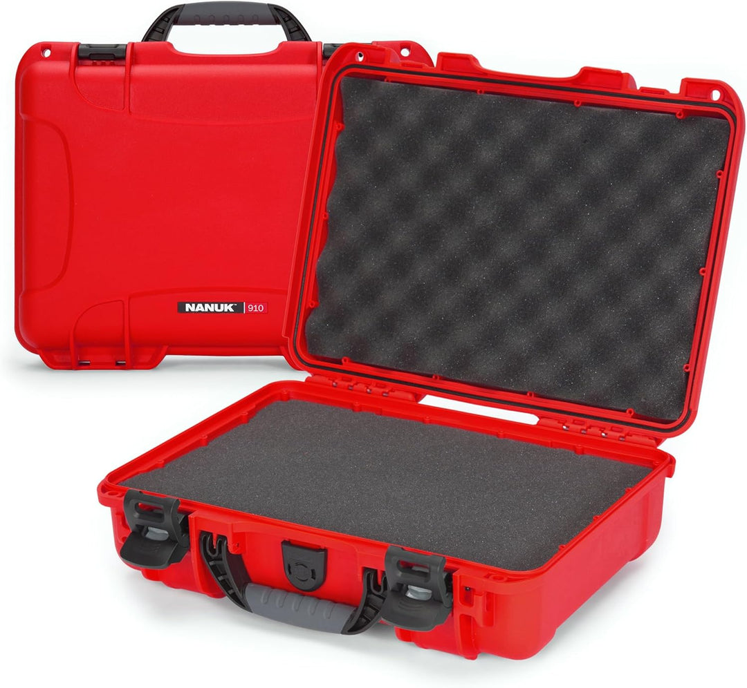 Nanuk 910 Wasserdichter Hartschalenkoffer Mit Plüschschaumeinlage - Rot Rot Cubed Foam, Rot Cubed Fo