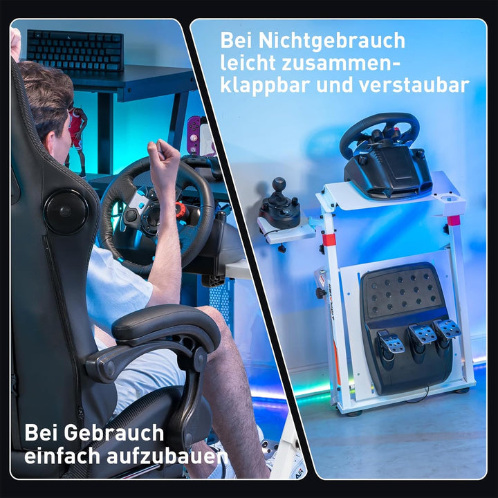 GTPLAYER Lenkradständer für Lenkrad Gaming Wheel Stand Racing Lenkradständer mit V1 V2 Schalthebelha