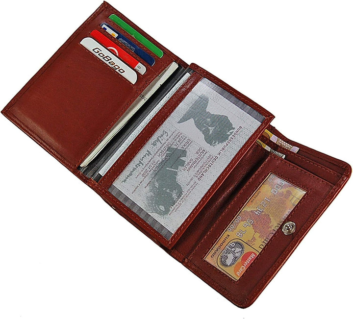 Branco Damen Geldbörse Leder 6 Farben, Portemonnaie Geldbeutel mit Metall Bügel, Knipser (Braun), Br