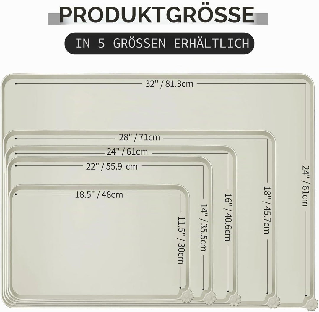 Reopet Hunde- und Katzennapfmatte, wasserdichtes, rutschfestes Silikon, Haustierfuttermatte 71 x 45