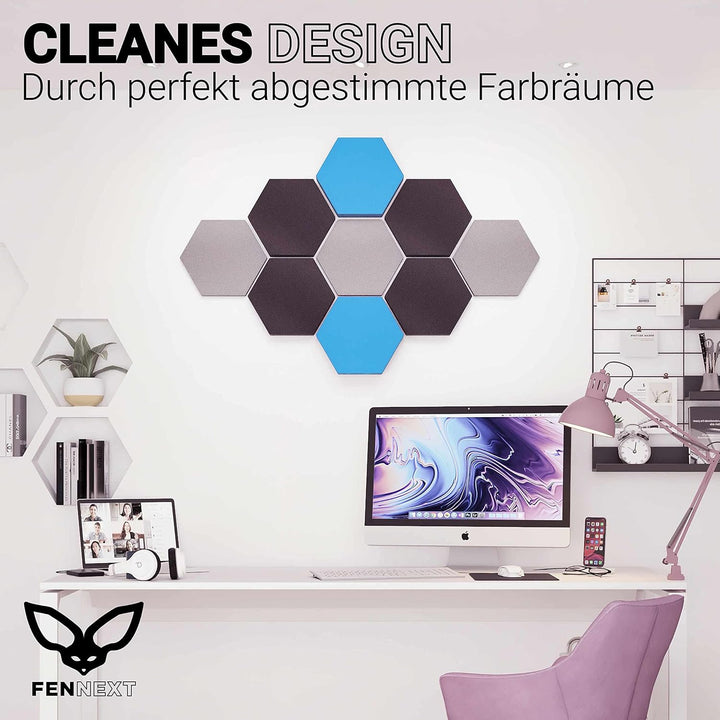 FENNEXT ® Velvet Schallabsorber Wand - Dekorative Hexagon Akustikpaneele für Gaming, YouTube Studio,