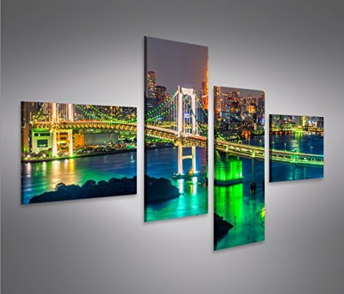 islandburner Bild Bilder auf Leinwand Tokyo V2 Japan Skyline 4L XXL Poster Leinwandbild Wandbild Dek