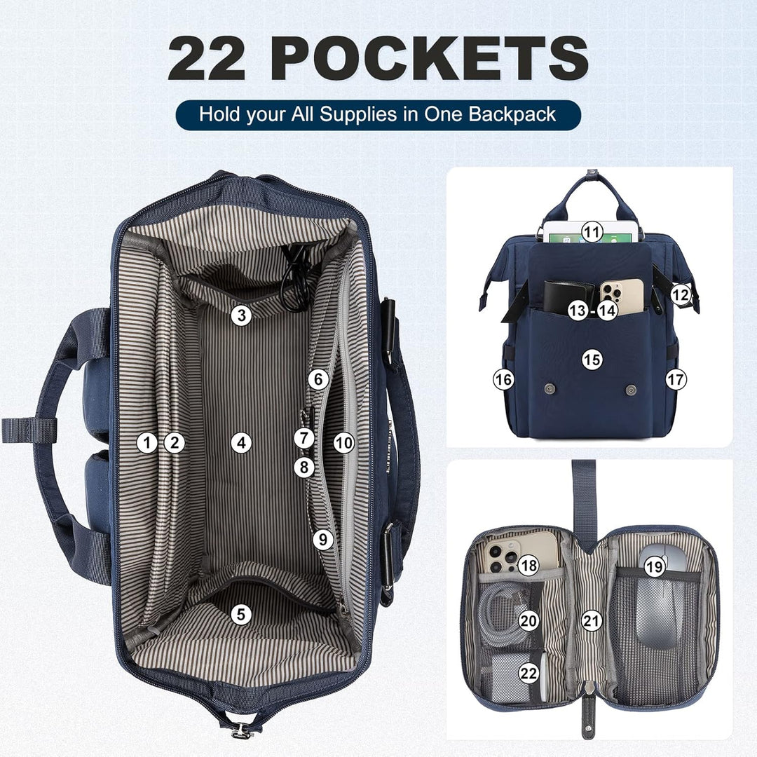 LOVEVOOK Rucksack Damen Gross, 17 Zoll Laptoptasche Schulrucksack Mädchen Teenager Reiserucksack Arb