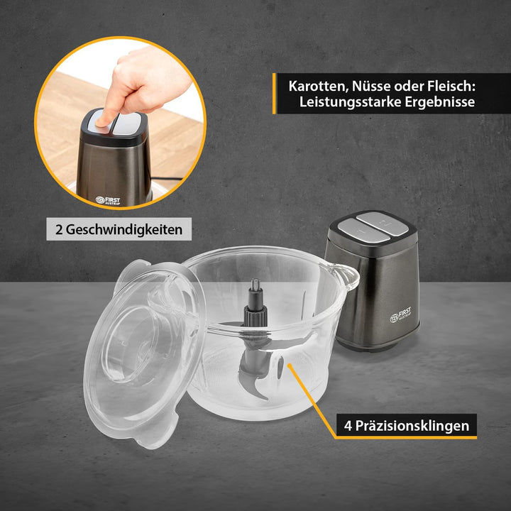 TZS First Austria Zerkleinerer | 1.7L Glasbehälter | 500W | 2 Geschwindigkeiten | Multizerkleinerer