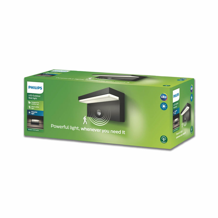 Philips myGarden Bustan LED Wandaussenleuchte, 9 W, Anthrazit Warmweiss 2700 Kelvin Wandleuchte mit