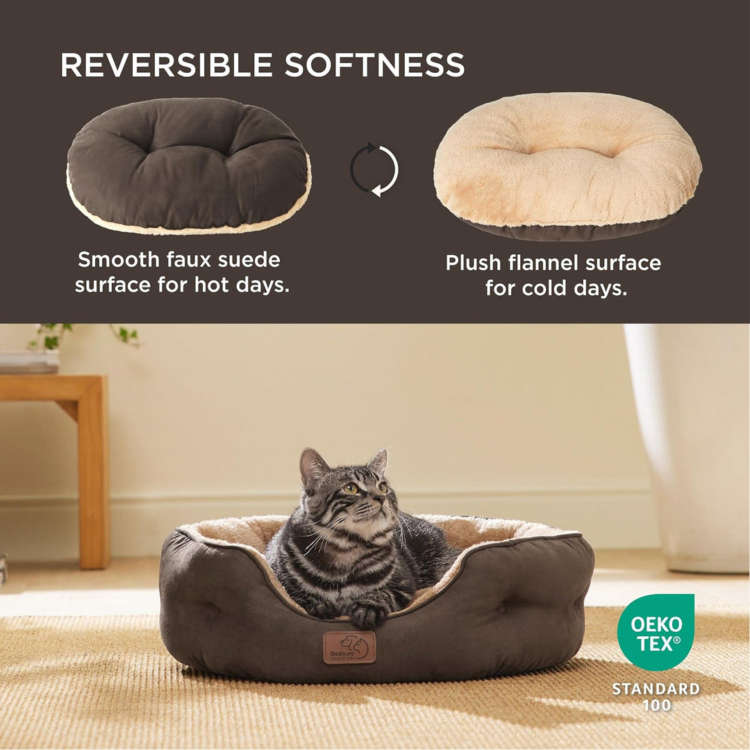BEDSURE Katzenbett waschbar Katzen Bettchen - 51x48x15cm Katzenbett mit zweiseitig Innenkissen Katze