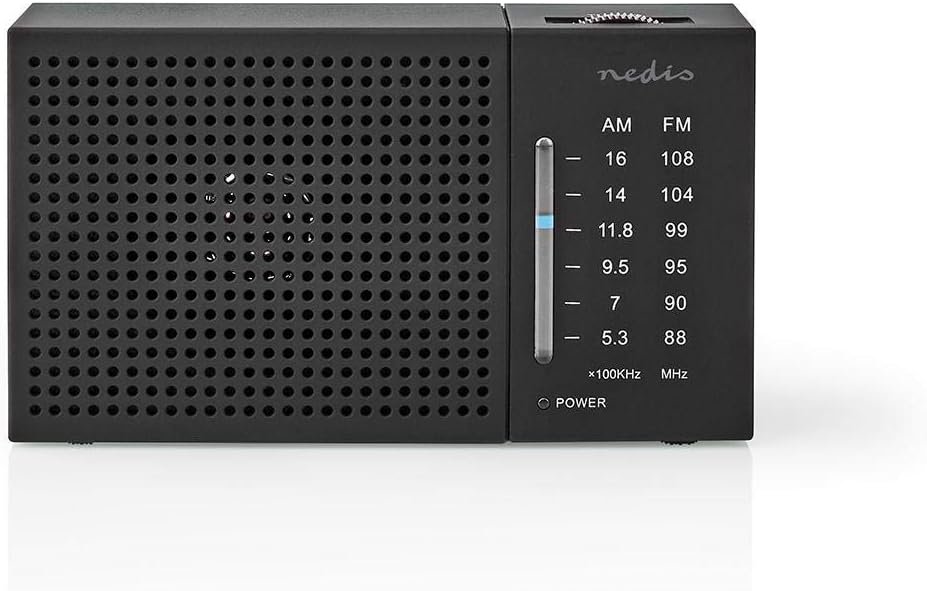 Nedis UKW/AM-Radio, tragbares analoges Stimmgerät im Taschenformat mit 1,5 W Lautsprecher, 3,5 mm Ko