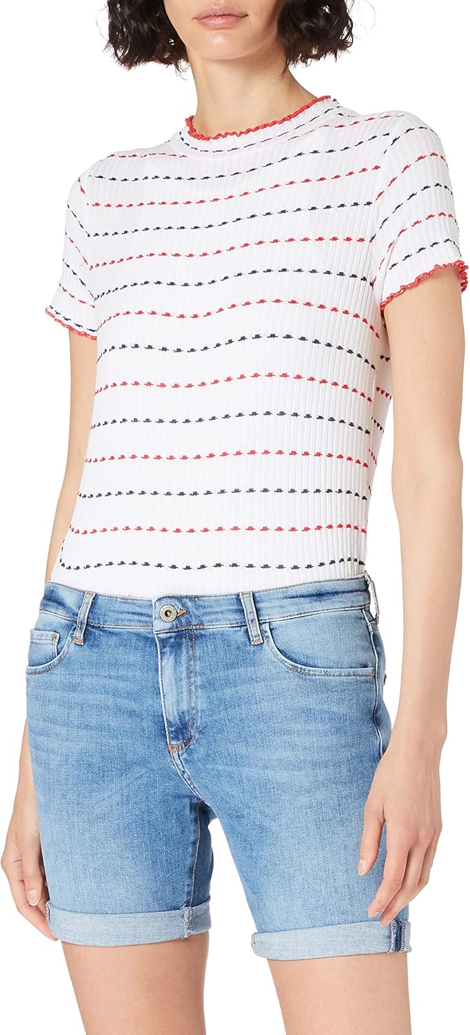 Cross Jeans Damen Genna Jeans-Shorts, Mid Blue, 30W Kurz