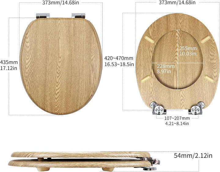 WC Sitz mit Absenkautomatik, hochwertiger Toilettendeckel aus MDF Holz, Einfache Montage Stabiler Kl