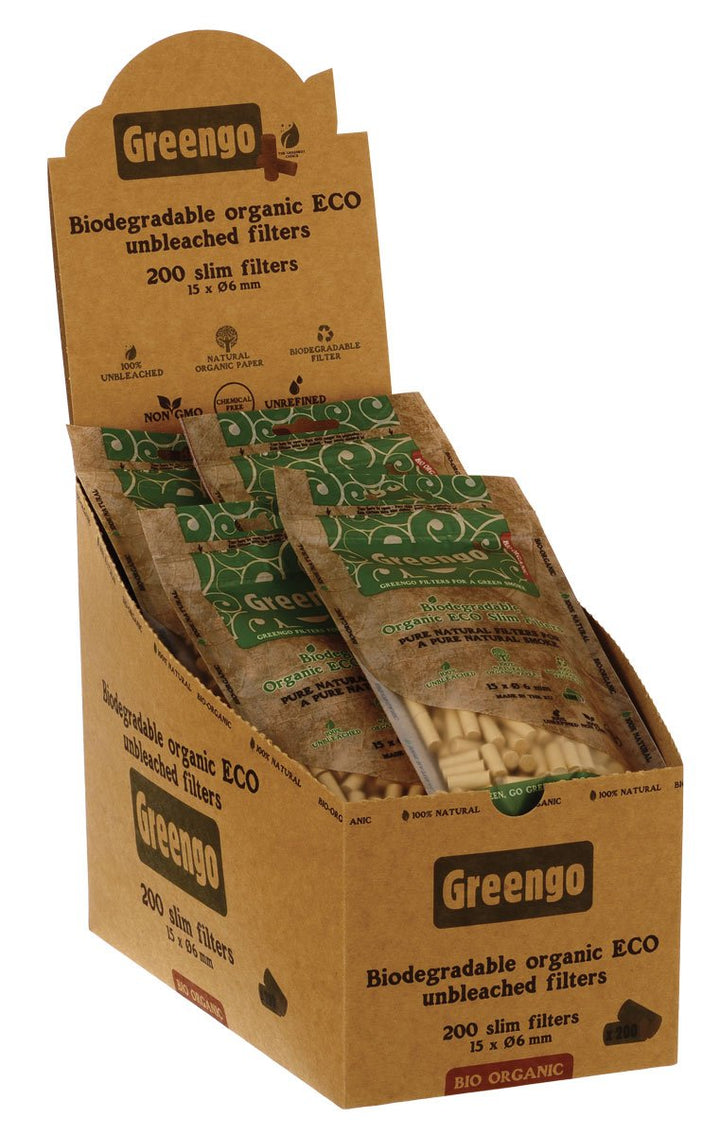 Greengo Organic ECO Filter Slim biologisch abbaubar ungebleicht 1 Display (20 Beutel)