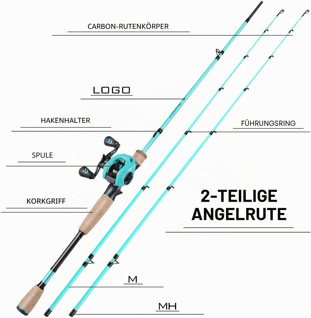 Sougayilang Baitcaster Combos, Leichte Baticasting Combo, 2 Abschnitte M/MH Baitcasting Rod Combo, 5