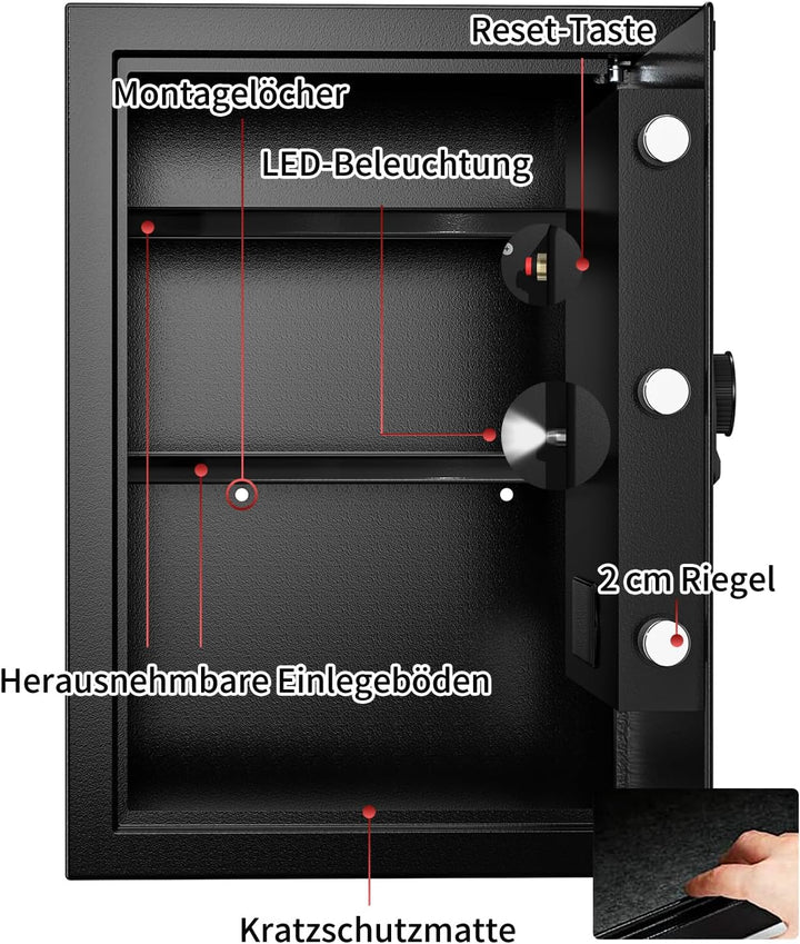 57L Safe Tresor, Grosser Schranktresor, Tresor mit Zahlenschloss, 57L