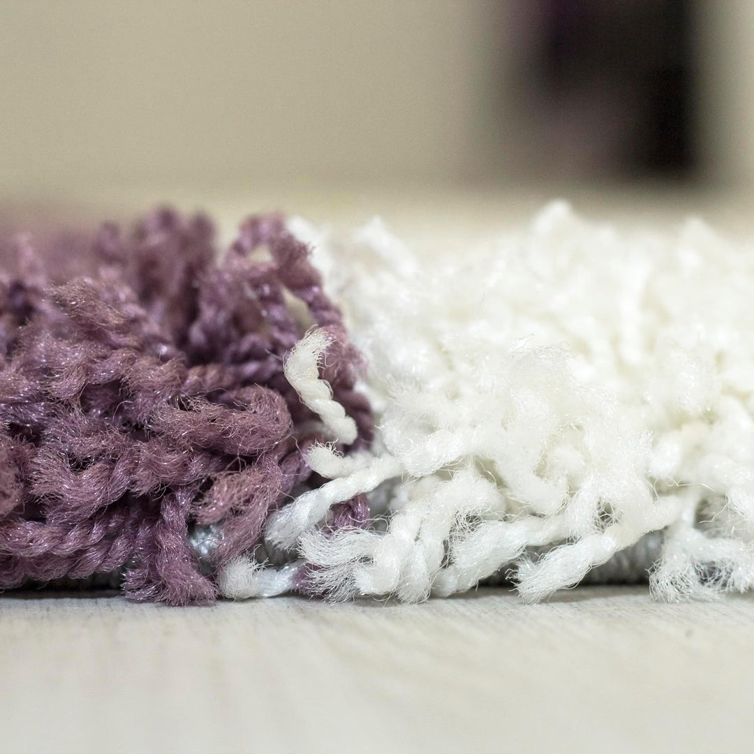 Teppium Shaggy Hochflor Teppich Läufer Flur 60 x 110 cm Lila - Kariertes Flauschiger Teppich, Weich