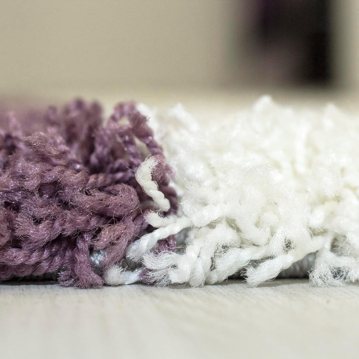Teppium Shaggy Hochflor Teppich Läufer Flur 60 x 110 cm Lila - Kariertes Flauschiger Teppich, Weich