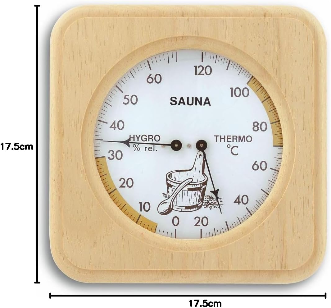 TFA Dostmann Analoges Sauna-Thermo-Hygrometer, mit Holzrahmen, Temperatur, Luftfeuchtigkeit, hitzebe