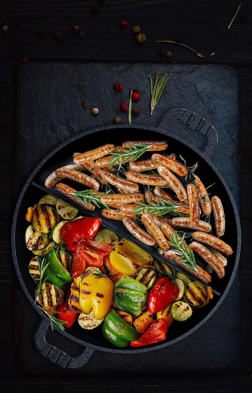 AMT Gastroguss "Klaus grillt Grossraum - Grillpfanne für Garten und Grill mit Mittelsteg, Ø 50 cm, 7