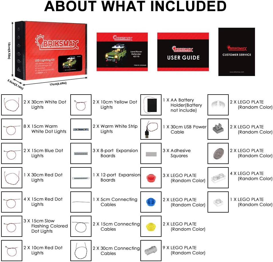 BRIKSMAX Led Beleuchtungsset für Lego Technic Land Rover Defender,Kompatibel Mit Lego 42110 Baustein