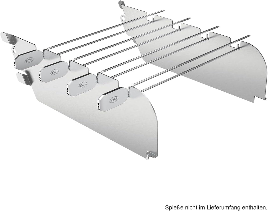 RÖSLE Primezone-Windschutz VIDERO, Hochwertige Halterung für Grillspiesse sowie Wind- und Spritzschu