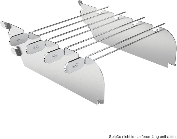 RÖSLE Primezone-Windschutz VIDERO, Hochwertige Halterung für Grillspiesse sowie Wind- und Spritzschu