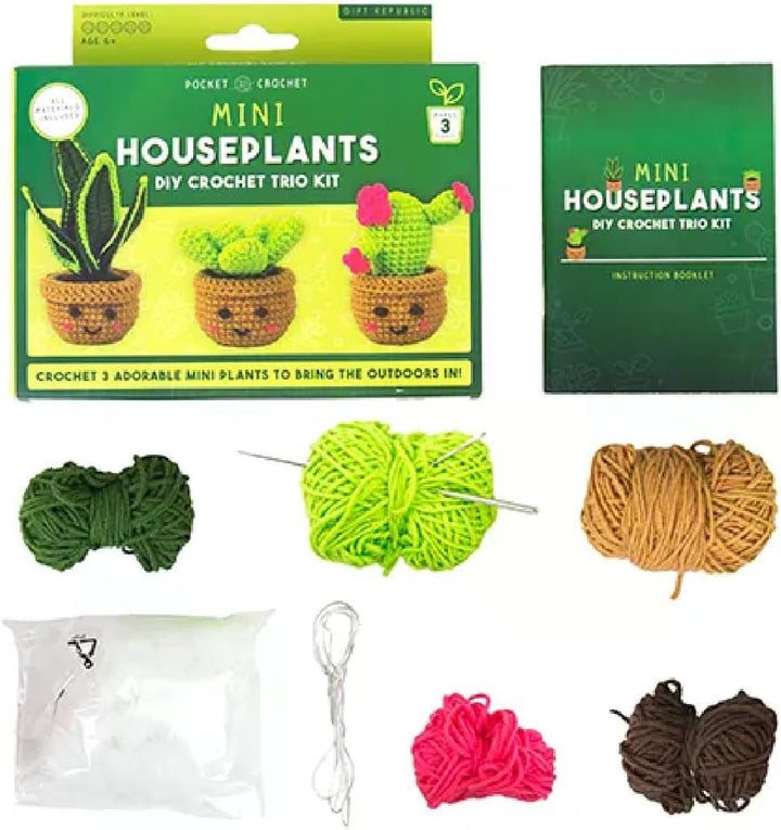 Mini Zimmerpflanzen Häkelset - DIY Häkeltrio für Anfänger | Schlangenpflanze, Sukkulenten &amp; Kaktus h