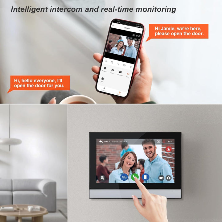 10“ kabelgebundenes Video-Türklingelsystem mit IR-Nachtsicht, Zwei-Wege-Sprechanlage, Fernentriegelu