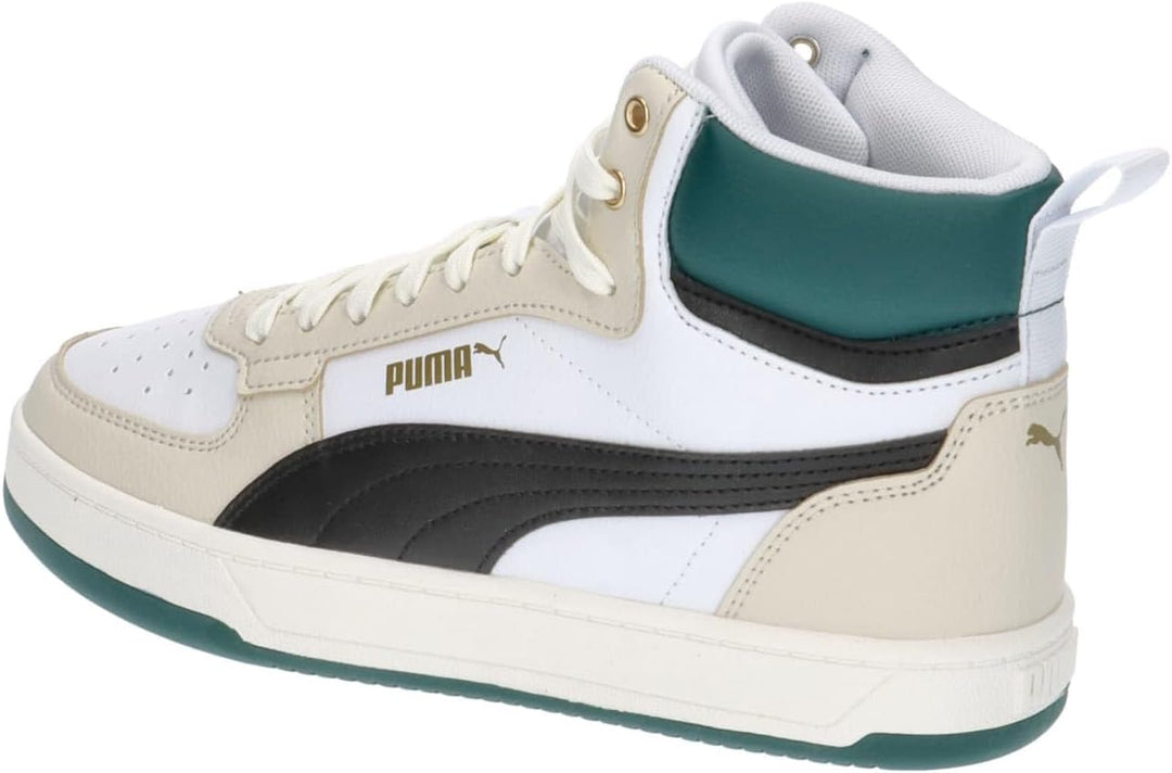 PUMA Unisex Kinder Caven 2.0 Mid Jr Sneaker 37.5 EU Puma White Puma Black Alpine Snow Malachite Gold