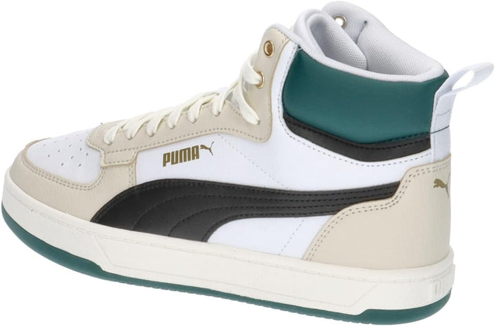 PUMA Unisex Kinder Caven 2.0 Mid Jr Sneaker 37.5 EU Puma White Puma Black Alpine Snow Malachite Gold