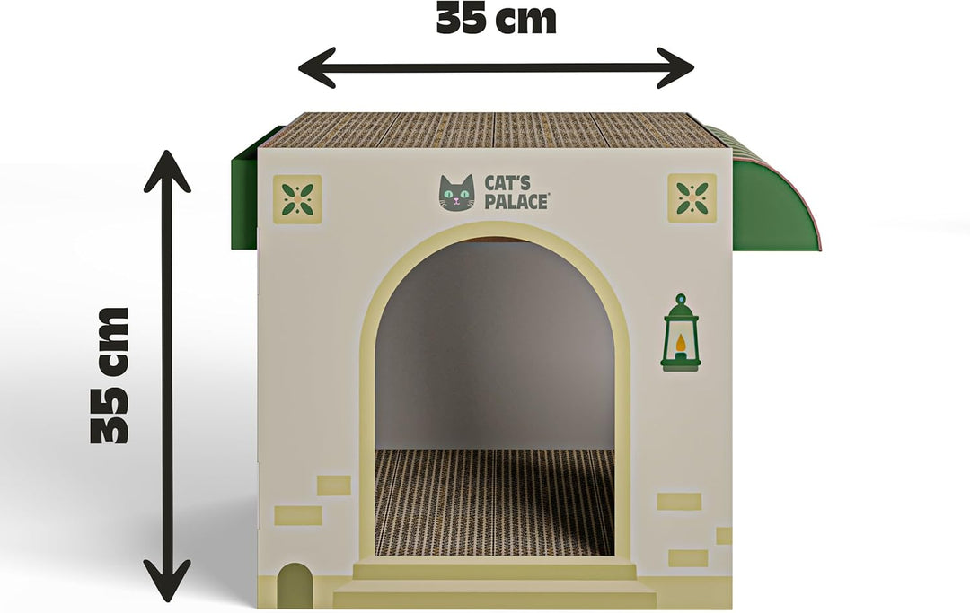 Cat's Palace Katzenhaus Coffeecat Café aus Pappe – Katzenhöhle mit Kratzbrett | Kratzmöbel & Rückzug