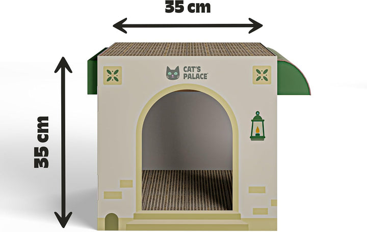 Cat's Palace Katzenhaus Coffeecat Café aus Pappe – Katzenhöhle mit Kratzbrett | Kratzmöbel & Rückzug