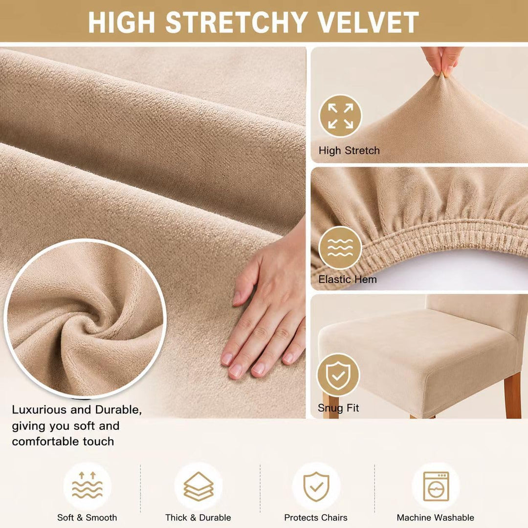 Morwealth 4er 6er Set Stuhlhussen, Stuhlbezug für Esszimmer Waschbar Samt Stretch Stuhl hussen Unive