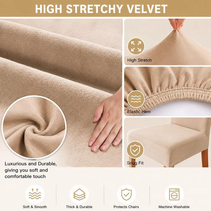 Morwealth 4er 6er Set Stuhlhussen, Stuhlbezug für Esszimmer Waschbar Samt Stretch Stuhl hussen Unive