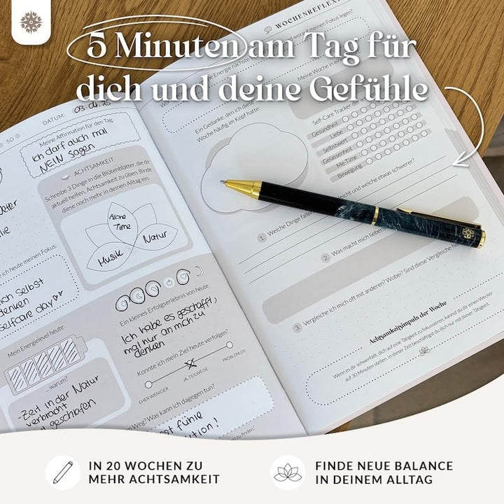 LEBENSKOMPASS® 5 Minuten Achtsamkeitstagebuch “MIND” 5 Minuten Tagebuch für mehr Dankbarkeit, Achtsa