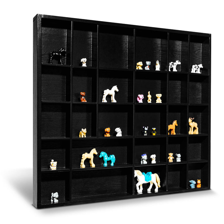 Creative Deco Schwarze Setzkasten Holz Sammelbox Holztablett 28 Fächer | 44,5 x 40 x 3 cm | Bemalen