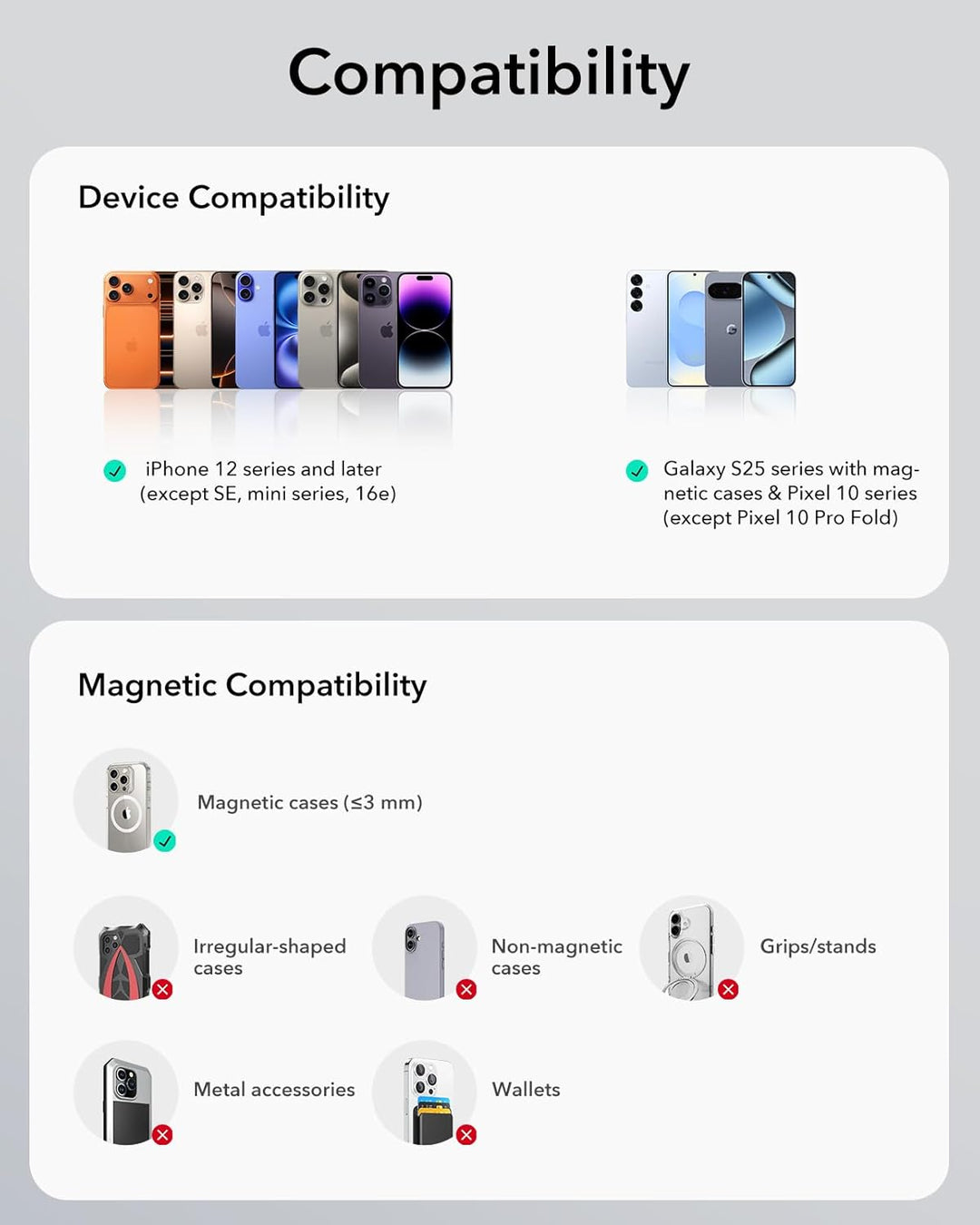 ESR für 15W Magsafe Autohalterung mit Ladefunktion, Armaturenbrett Magnet Kabelloses Ladegerät, Hand