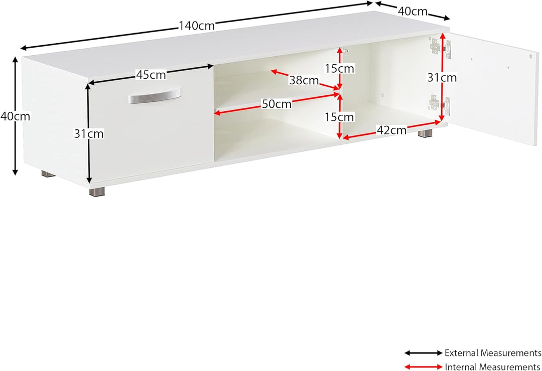 Vida Designs Cosmo TV-Schrank mit 2 Türen, modern, glänzend, matt, MDF, Wohnzimmerschrank, Media-Stä