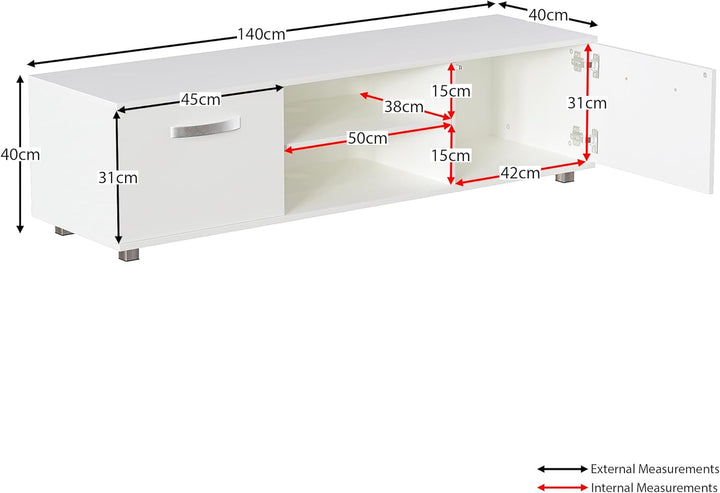 Vida Designs Cosmo TV-Schrank mit 2 Türen, modern, glänzend, matt, MDF, Wohnzimmerschrank, Media-Stä
