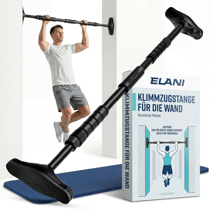 ELANI – Klimaneutrale Klimmzugstange Wand 115-140 cm ohne Bohren mit innovativer Gewindesperre für s
